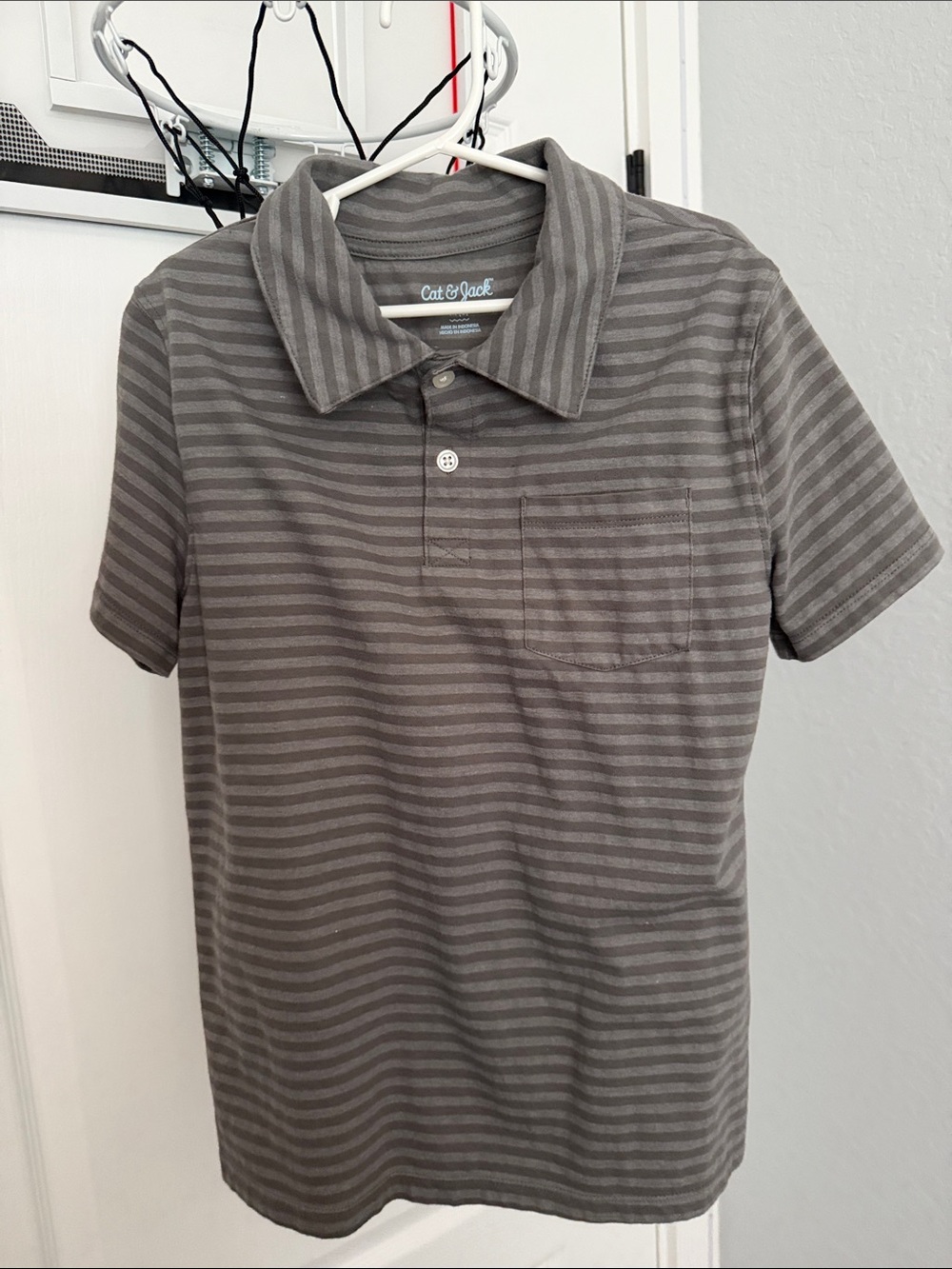 Cat & Jack Boys Gray Striped Polo Shirt